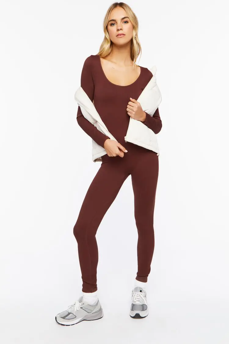 Forever 21 Forever 21 Seamless Ribbed Jumpsuit Brown. 1