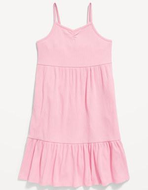 Old Navy Sleeveless Printed Rib-Knit Swing Dress for Girls pink