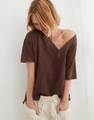 Extreme V-Neck Oversized Boyfriend T-Shirt