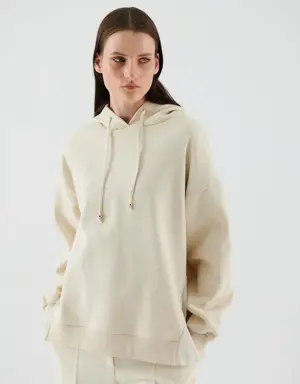 Chic Beige Hooded Sweatshirt - 1 / Beige