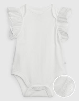 Baby 100% Organic Cotton Mix and Match Eyelet Ruffle Bodysuit white