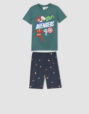Erkek Çocuk Avengers Regular Fit Kısa Kollu Pamuklu Pijama Takım