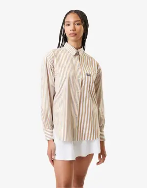 Lacoste Women's Lacoste x Bandier Striped Cotton Poplin Shirt