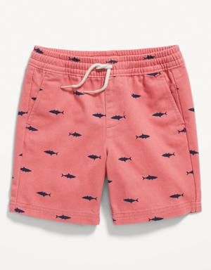 Printed Functional-Drawstring Twill Shorts for Toddler Boys gray