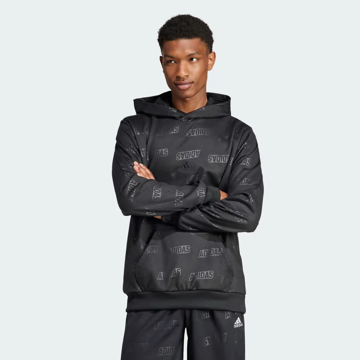 Adidas Embossed Polar Fleece Hoodie. 2