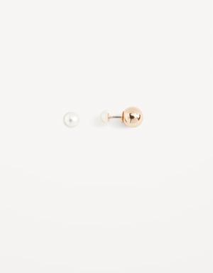 Gold-Toned Front Back Stud Earrings for Women yellow