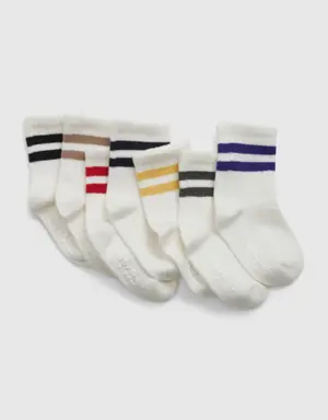 Toddler Cotton Stripe Crew Socks (7-Pack) multi