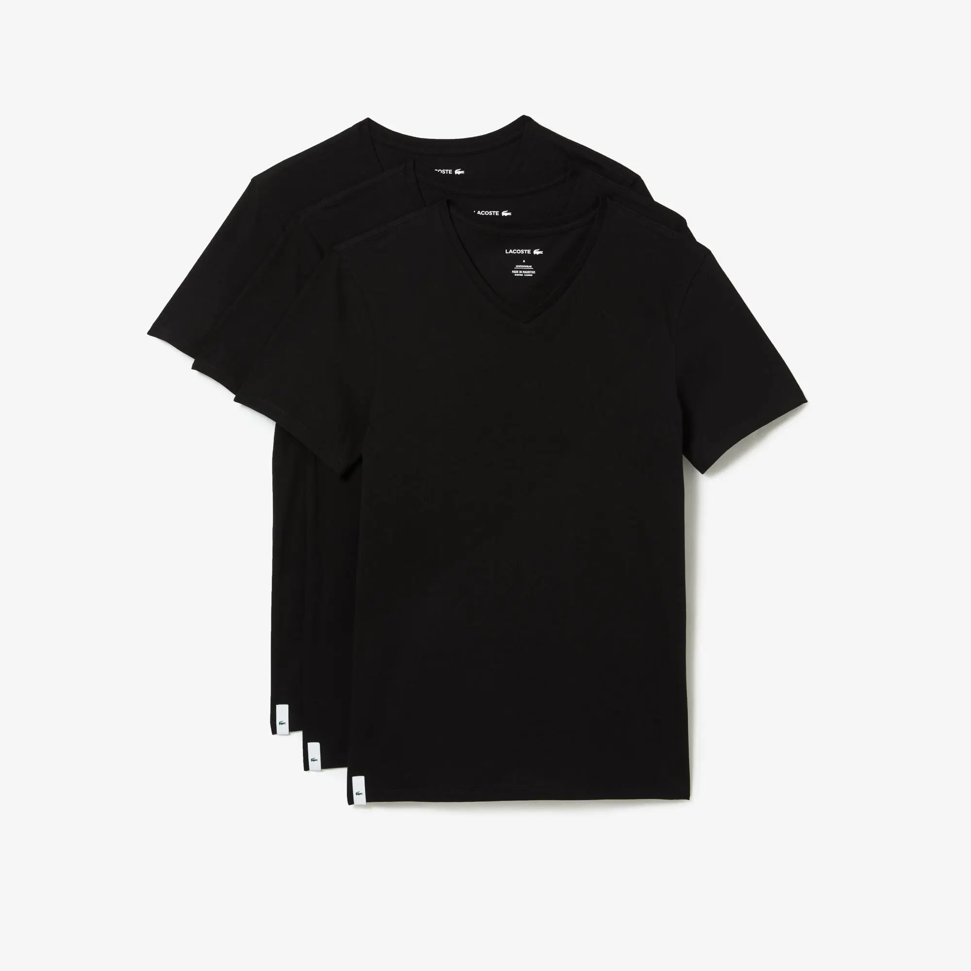 Lacoste Men's Slim Fit V-Neck Cotton T-Shirt 3-Pack. 2