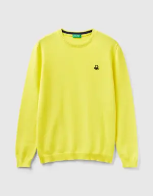 sweater in pure cotton with logo