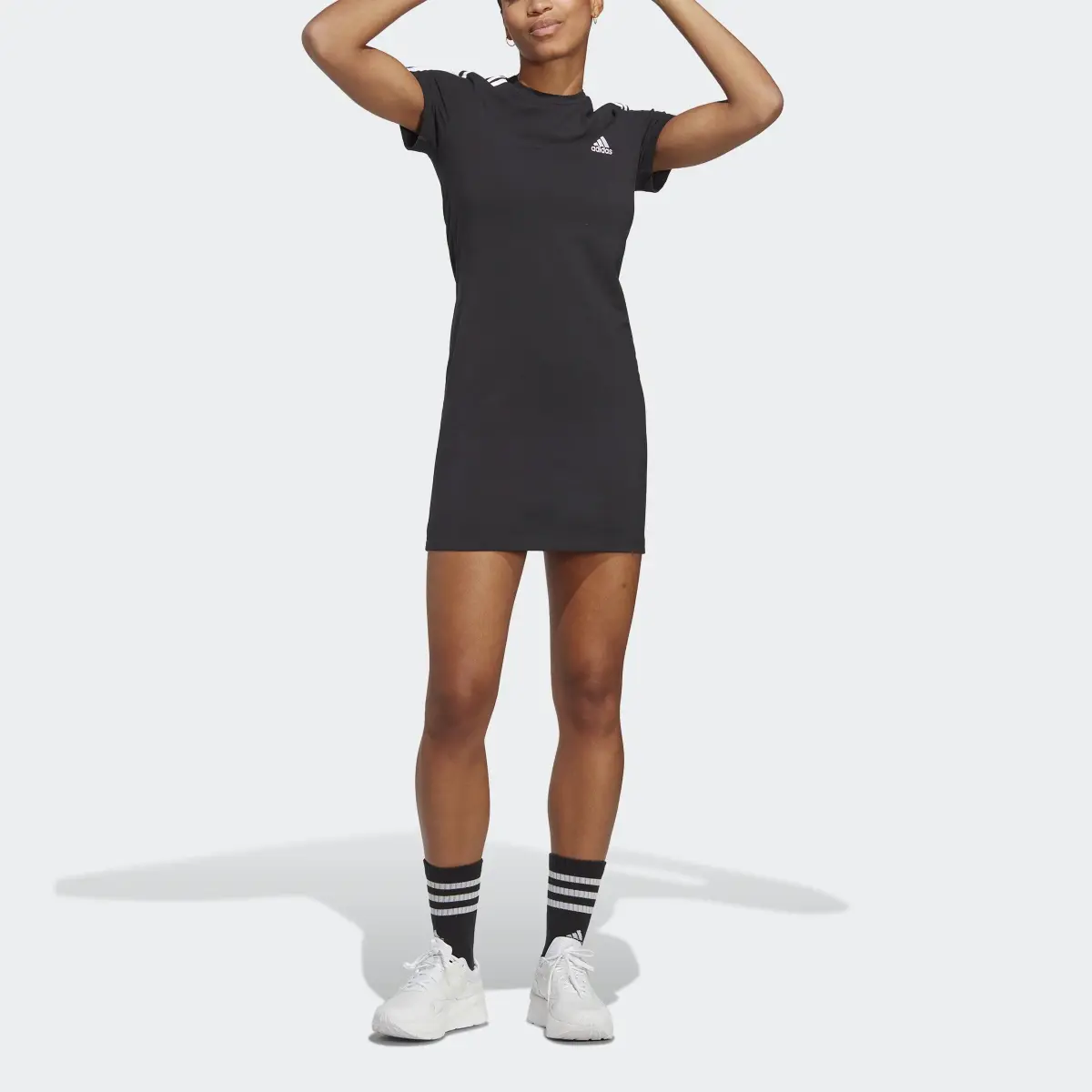 Adidas Essentials 3-Stripes Single Jersey Fitted Tee Dress. 1