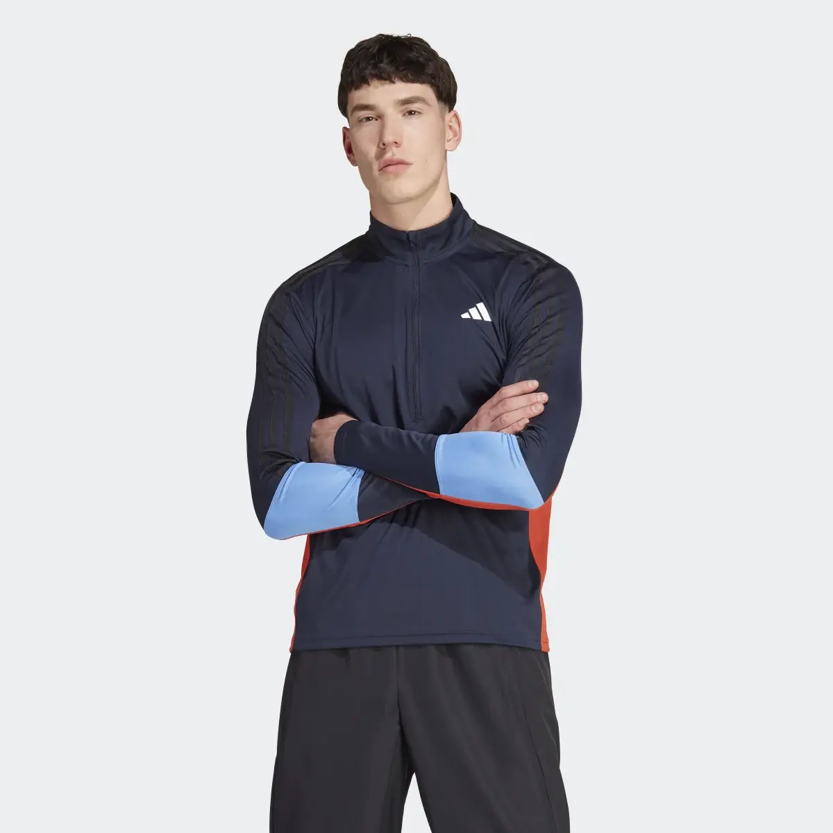 Adidas T-shirt de training à manches longues et zip 1/4 Colorblock. 2