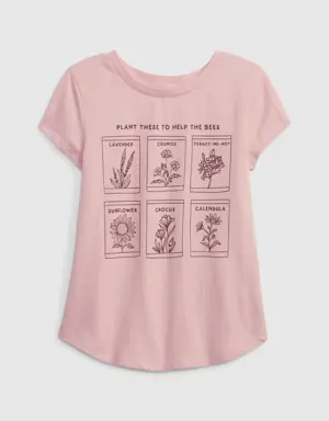 Kids 100% Organic Cotton Graphic T-Shirt pink