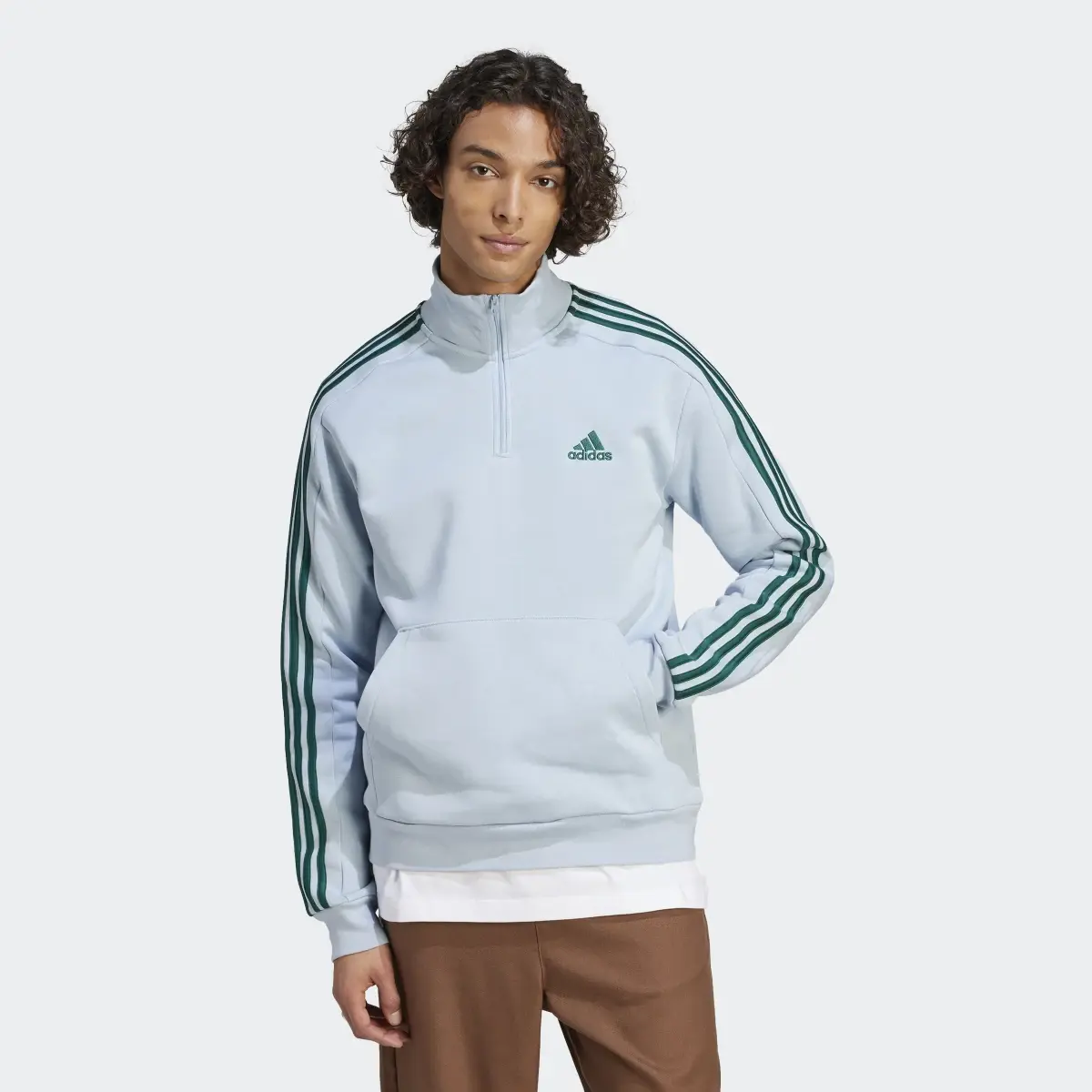 Adidas Essentials Fleece 3-Stripes 1/4-Zip Sweatshirt. 2