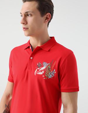 Tween Kırmızı Nakışlı %100 Pamuk T-Shirt