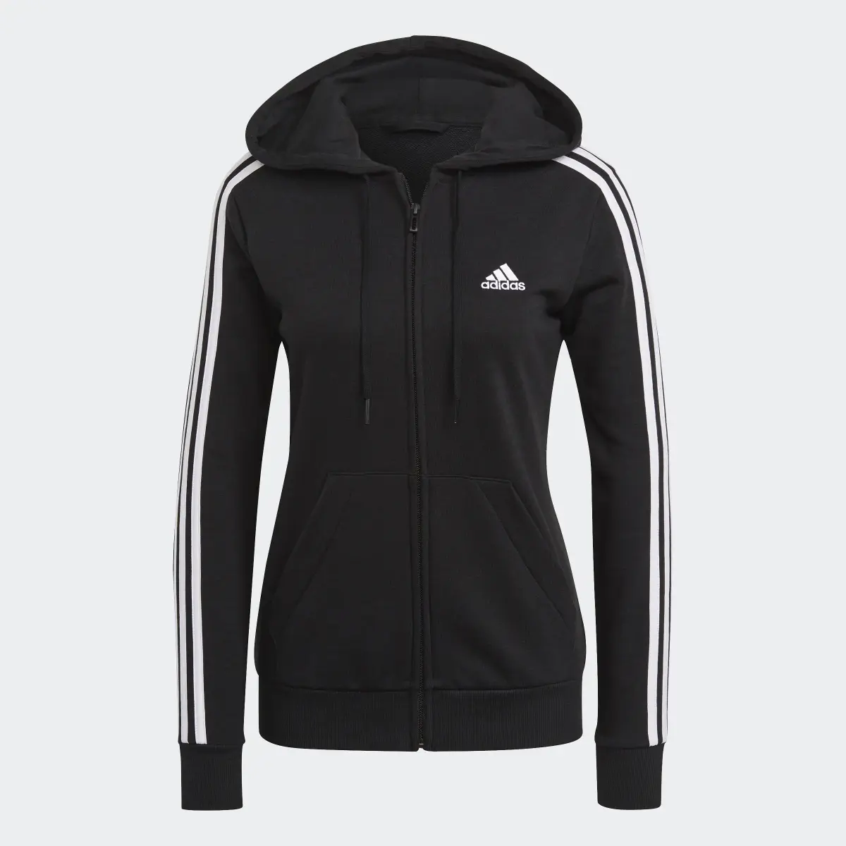 Adidas Essentials French Terry 3-Stripes Full-Zip Hoodie. 1