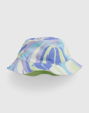 Toddler 100% Organic Cotton Reversible Bucket Hat blue