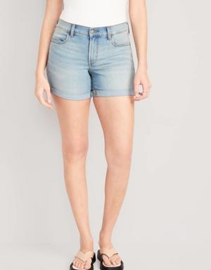 Mid-Rise Wow Jean Shorts for Women -- 5-inch inseam blue