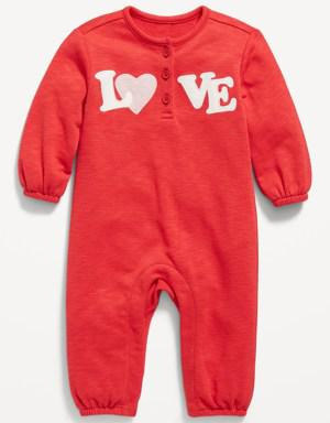 Unisex French Terry Henley One-Piece for Baby red