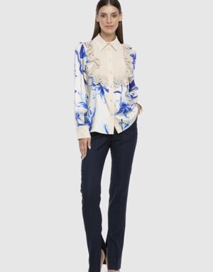 Patterned Embroidery Detailed Blouse