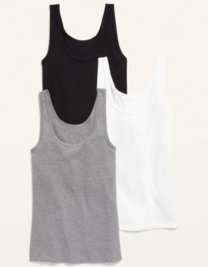 Old Navy Slim-Fit Rib-Knit Tank Top 3-Pack for Women gray