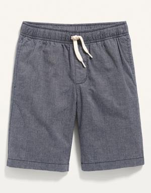 Textured Canvas Non-Stretch Jogger Shorts for Boys blue