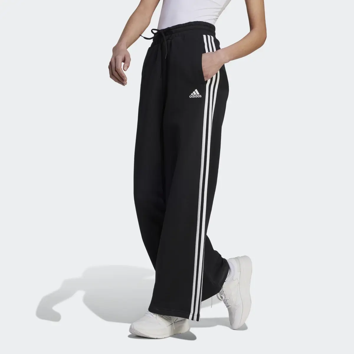 Adidas Essentials 3-Stripes French Terry Wide Joggers. 1