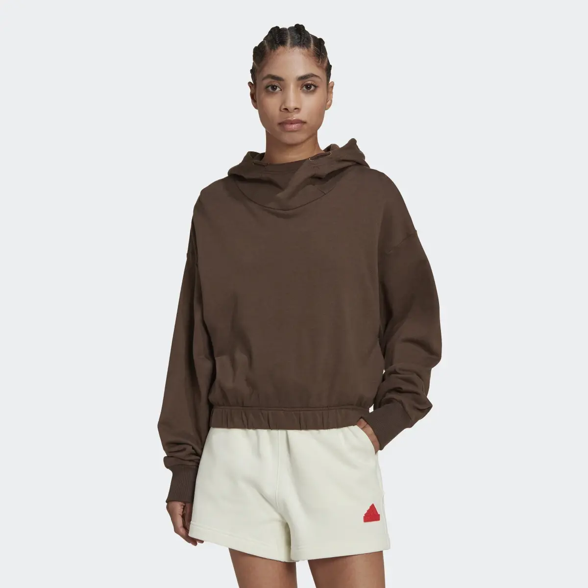 Adidas Studio Lounge Cropped Hoodie. 2