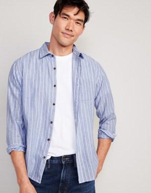 Old Navy Regular-Fit Everyday Non-Stretch Linen-Blend Shirt for Men blue
