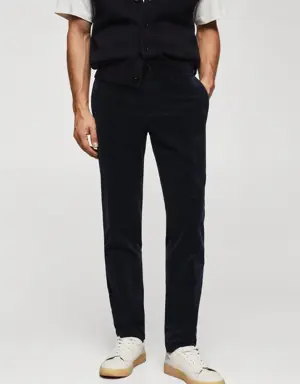 Slim-fit micro-corduroy trousers