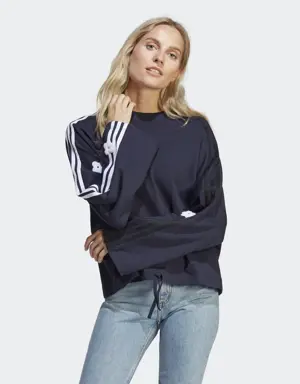 3-Stripes Sweatshirt with Chenille Flower Patches