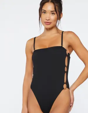 Forever 21 O Ring One Piece Swimsuit Black
