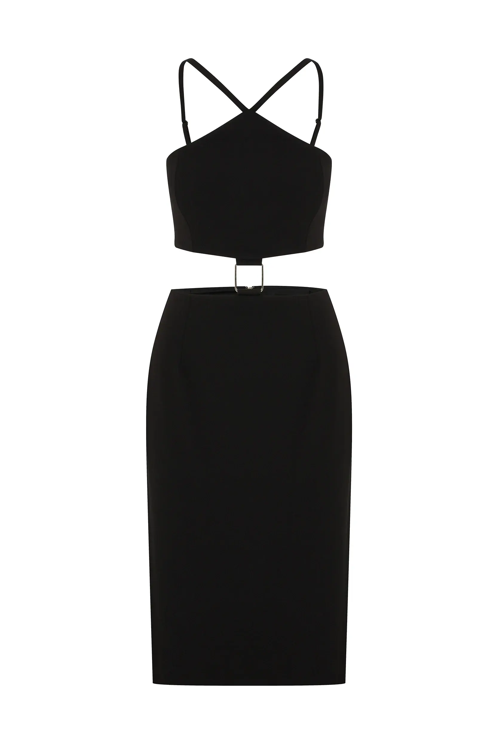 Roman Cutout Midi Sheath Dress - 2 / BLACK. 1