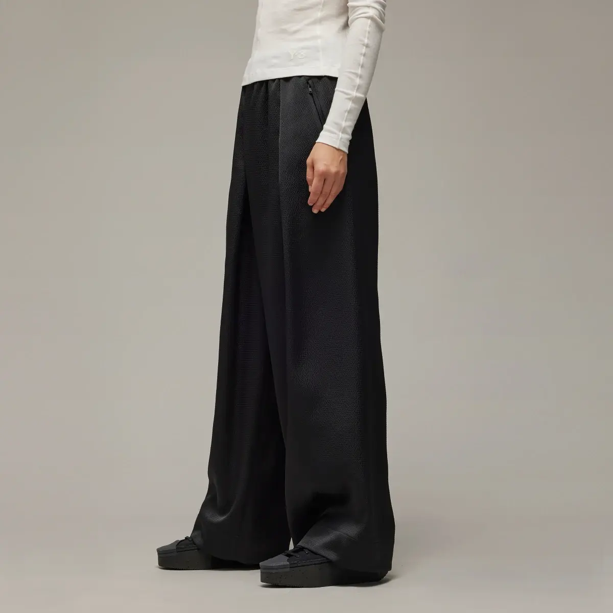 Adidas Y-3 Wide Leg Tech Seersucker Pants. 2