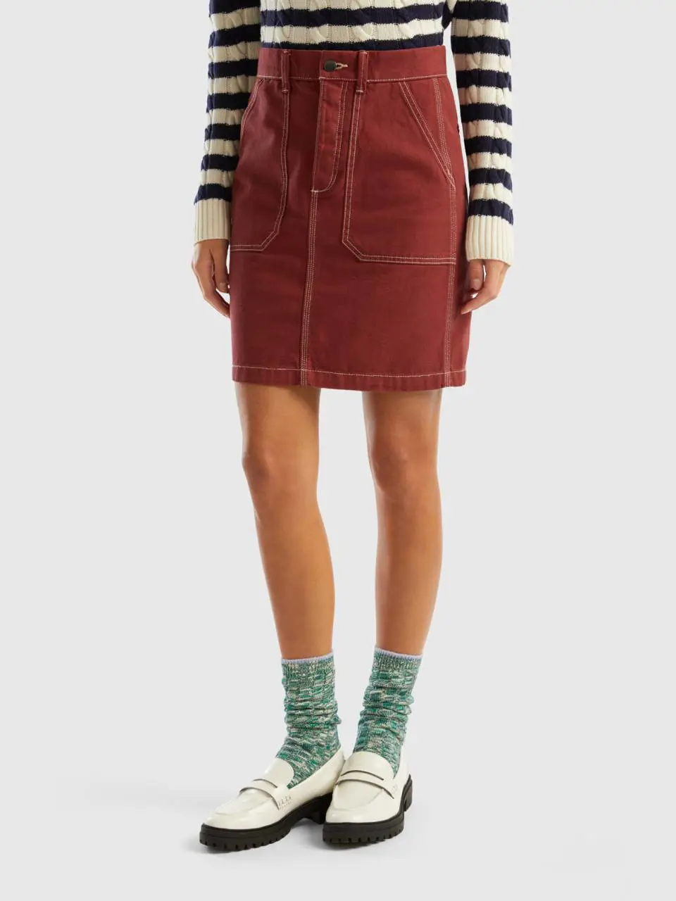 Benetton mini skirt in cotton canvas. 1