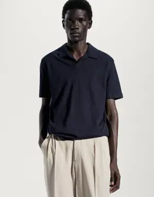 Cotton linen slim-fit polo shirt