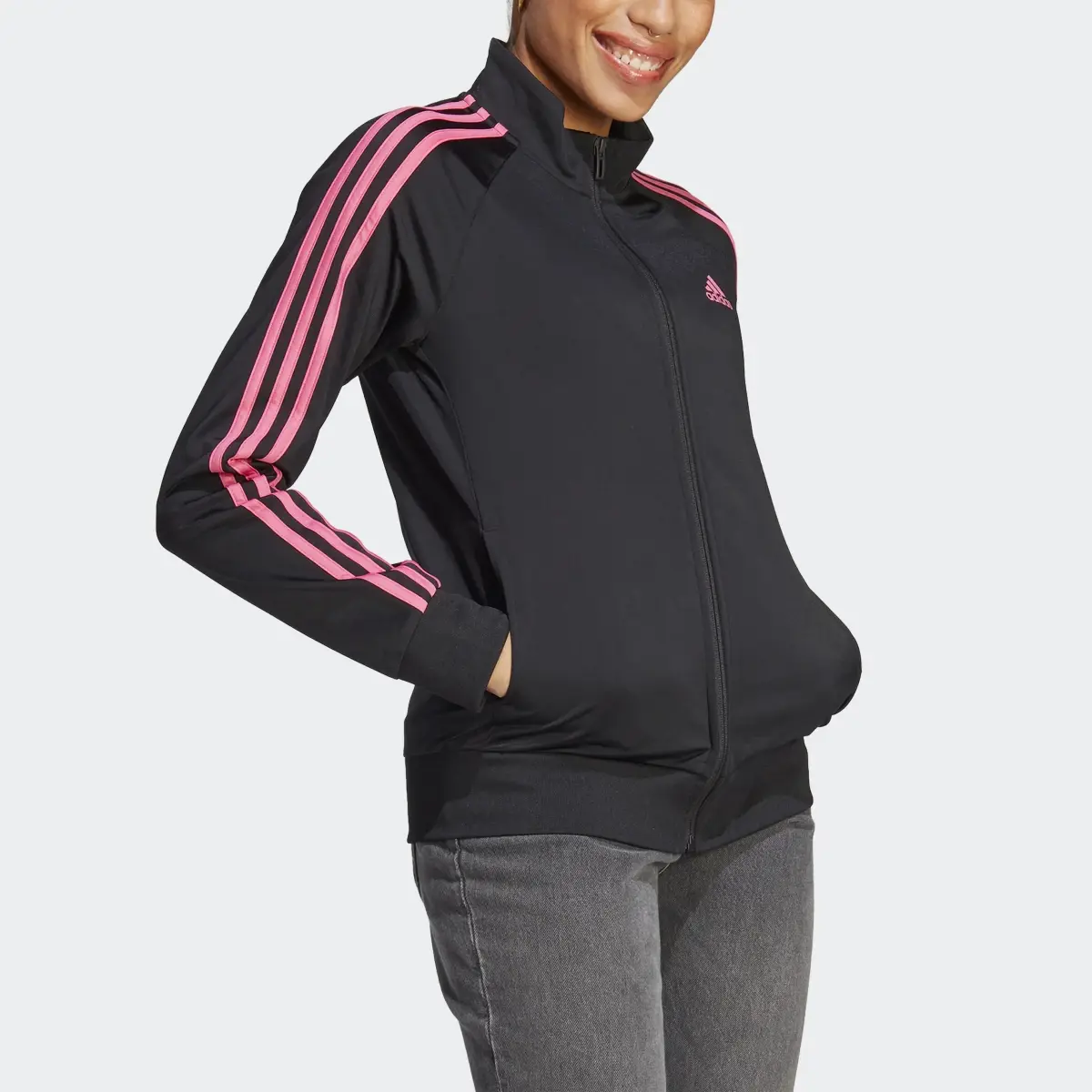 Adidas Primegreen Essentials Warm-Up Slim 3-Stripes Track Jacket. 1