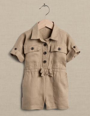 Linen Romper for Baby + Toddler brown