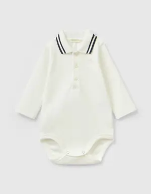 bodysuit polo in organic cotton