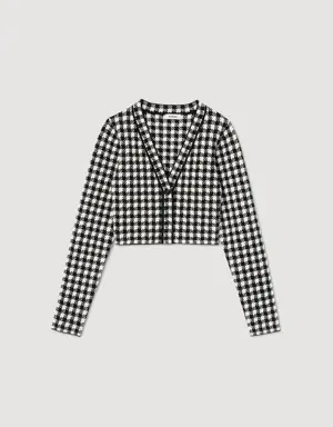 Cropped gingham knit cardigan Login to add to Wish list