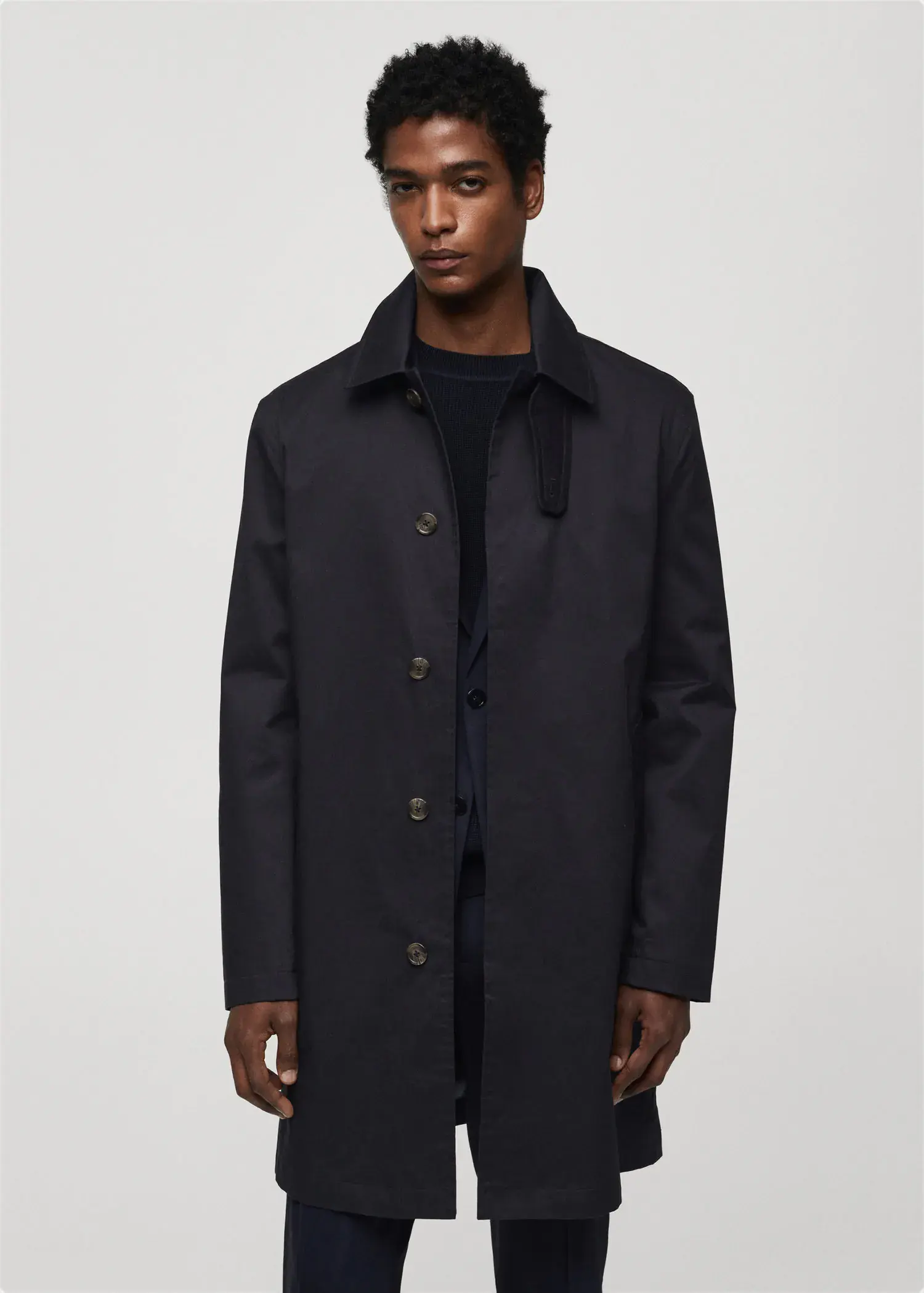 Mango Cotton trench coat with collar detail. 1