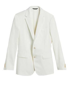 Slim Cotton-Linen Suit Jacket white