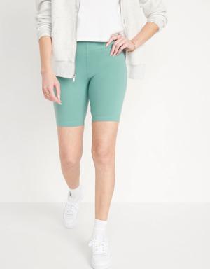 High-Waisted Long Biker Shorts For Women -- 8-Inch Inseam blue