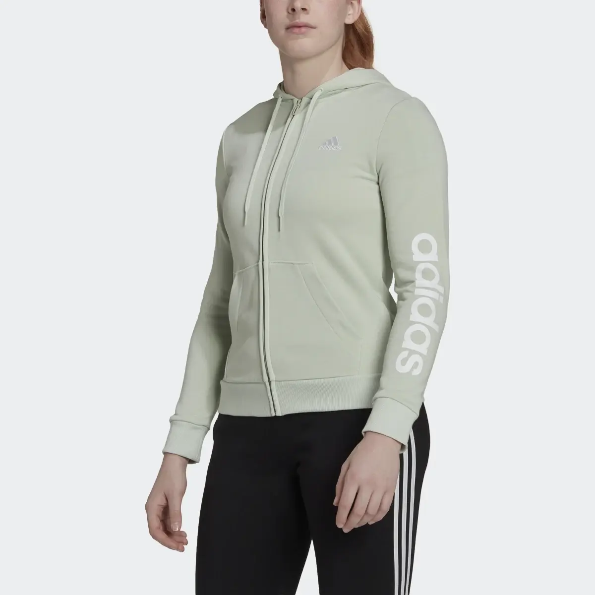 Adidas Essentials Logo Full-Zip Kapüşonlu Üst. 1