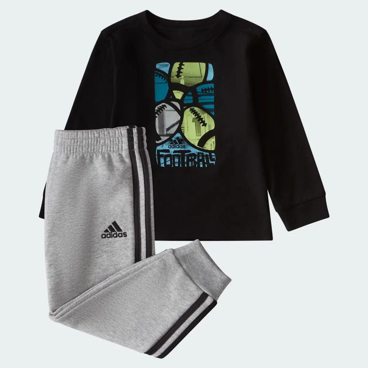 Adidas Two-Piece Cotton Tee and Heather Fleece Jogger Set. 1