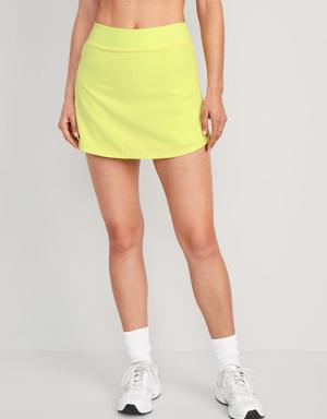 High-Waisted StretchTech Pleated 2-in-1 Skort for Women yellow