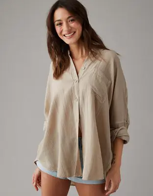 American Eagle Go Big Gauze Shirt. 1