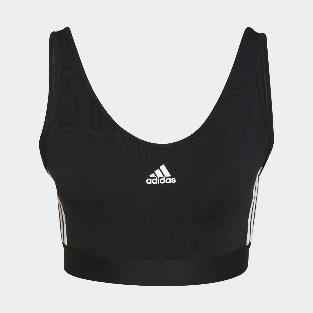 Adidas Essentials 3-Stripes Crop Top With Removable Pads. 1