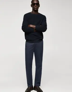 Slim-fit cotton micro-houndstooth slim-fit trousers