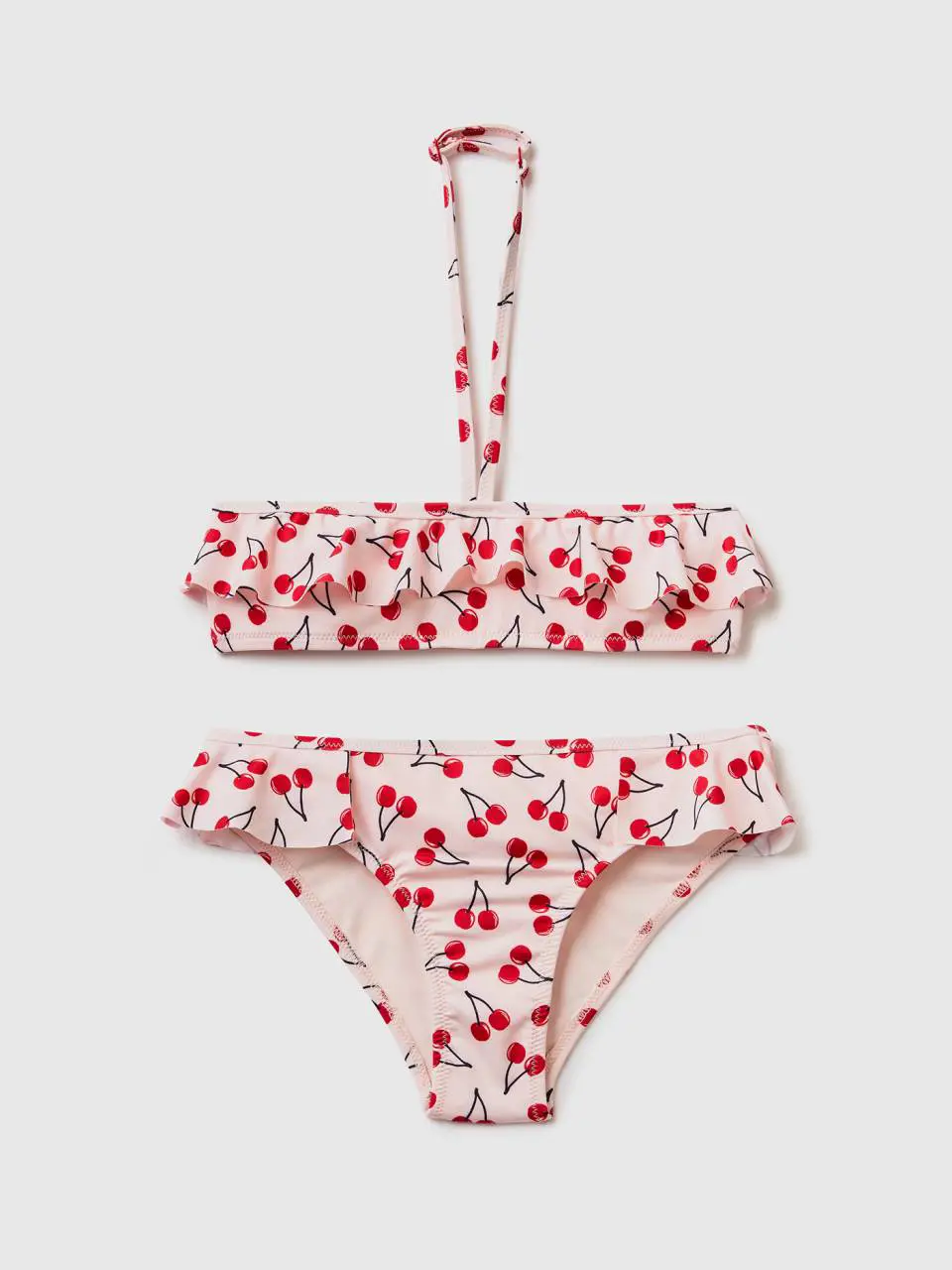 Benetton light pink bikini with cherry pattern - 3lwh0k01k_72k