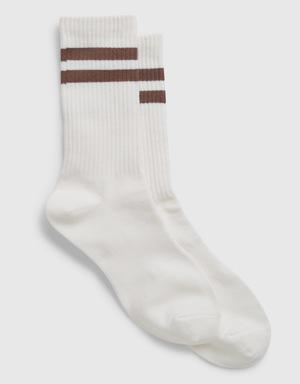 Stripe Quarter Crew Socks brown